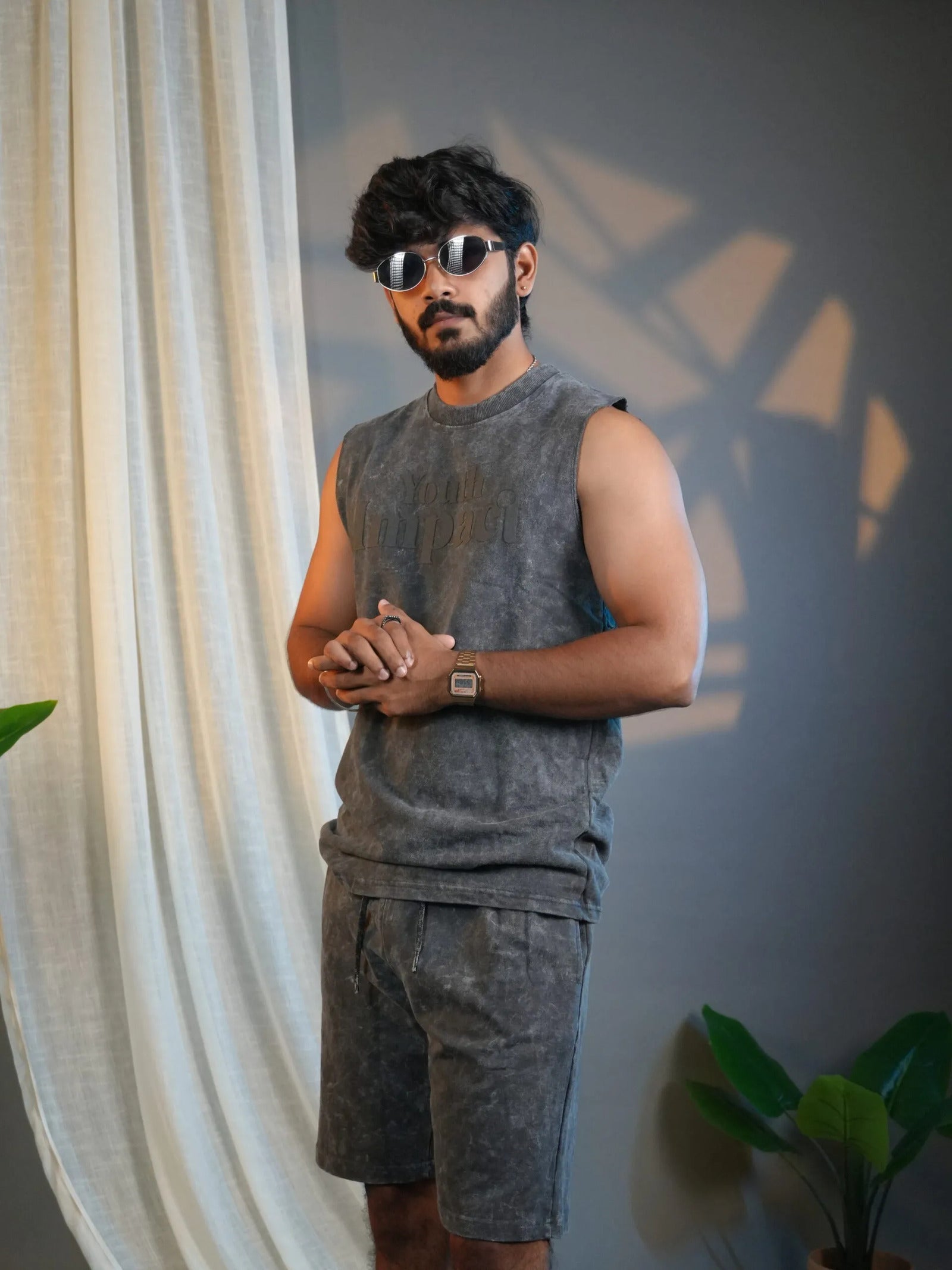 Men’s Acid Wash Sleeveless Co-ord Set