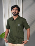 Man wearing Olive Polo T-shirt